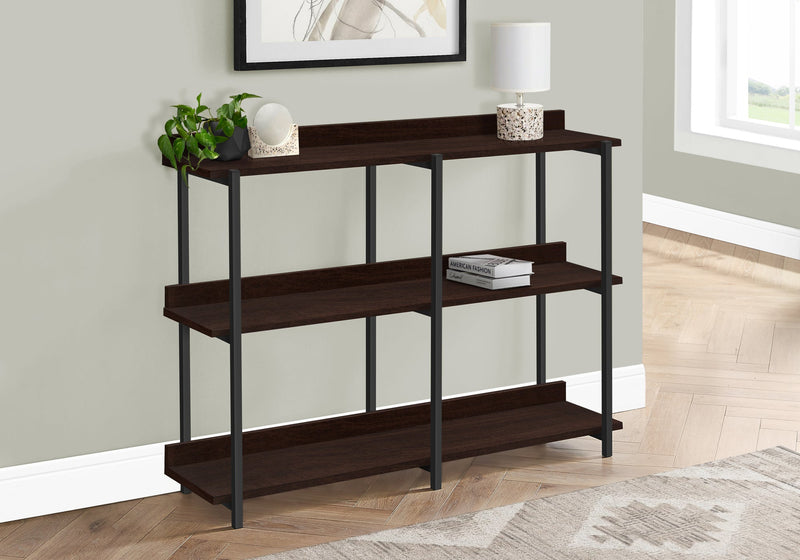 Accent Table - 48"L / Espresso / Black Metal Hall Console - I 2215