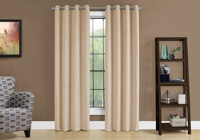 Curtain Panel - 2Pcs / 54"W X 84"H Beige Room Darkening - I 9800