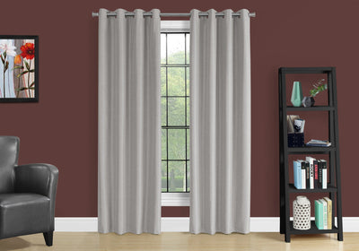 Curtain Panel - 2Pcs / 52"W X 84"H Silver Solid Blackout - I 9835