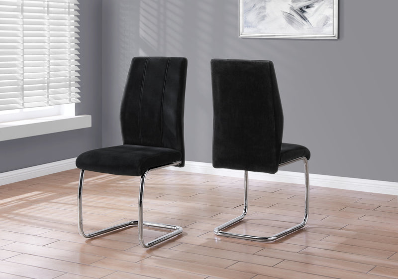 Dining Chair - 2Pcs / 39"H / Black Velvet / Chrome - I 1067