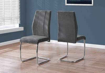Dining Chair - 2Pcs / 39"H / Dark Grey Velvet / Chrome - I 1068