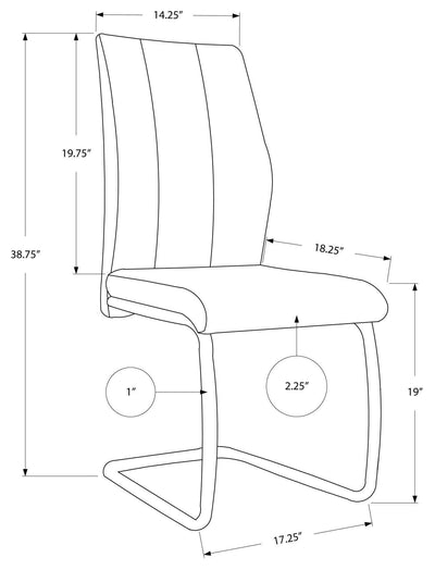 2 Pcs 39"H Black Leather-Look Dining Chair - I 1076