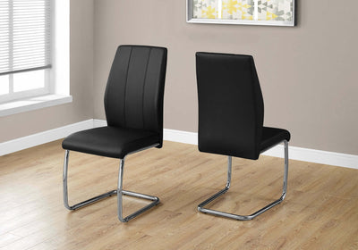 2 Pcs 39"H Black Leather-Look Dining Chair - I 1076