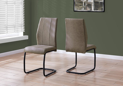 Dining Chair - 2Pcs / 39"H / Taupe Fabric / Black Metal - I 1114