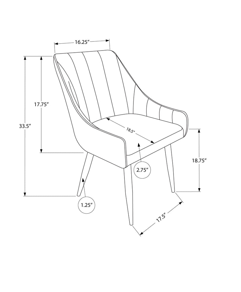 Dining Chair - 2Pcs / 33"H / Black Leather-Look / Black - I 1187