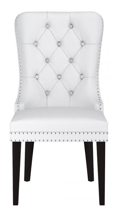 White Bonded Leather Dining Chair with Unique Accents - IF-C-1151