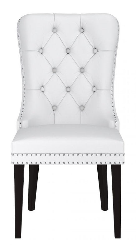 White Bonded Leather Dining Chair with Unique Accents - IF-C-1151