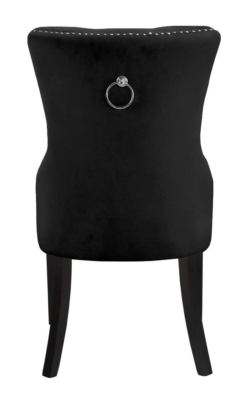 Black Velvet Dining Chair with Nail Head Details - IF-C-1221