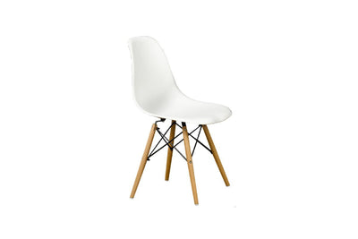 White Eiffel Chair w/ Solid Wood Legs - IF-C-1421