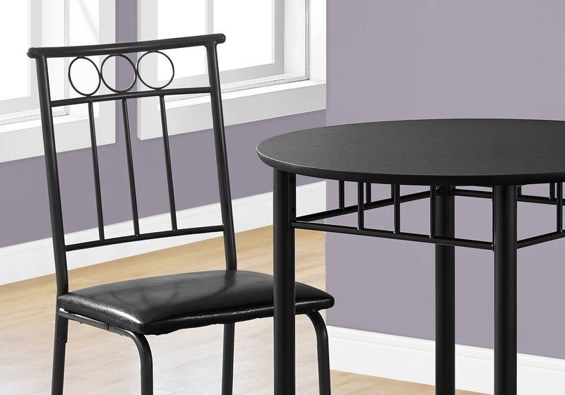 Dining Set - 3Pcs Set / Black Metal And Top - I 1013