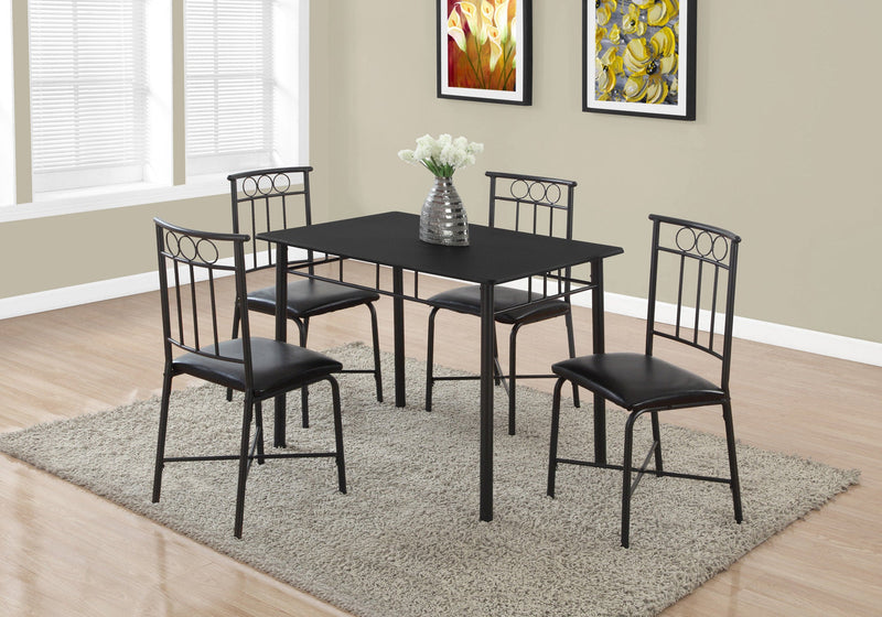 Dining Set - 5Pcs Set / Black Metal And Top - I 1018