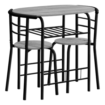 Dining Set - 3Pcs Set / Grey Top / Black Metal - I 1207