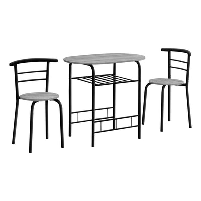 Dining Set - 3Pcs Set / Grey Top / Black Metal - I 1207