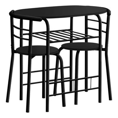 Dining Set - 3Pcs Set / Black Top / Black Metal - I 1208