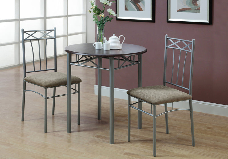 Dining Set - 3Pcs Set / Cappuccino / Silver Metal - I 3075