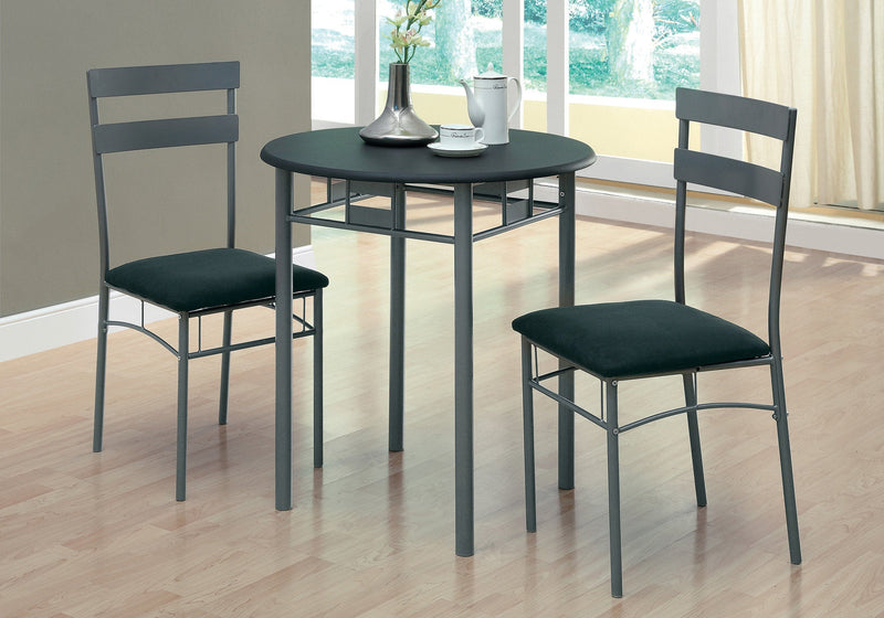 Dining Set - 3Pcs Set / Black / Silver Metal - I 3095