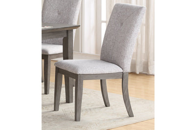 Solid Wood Grey Finish Dining Table W/ Leaf and Upholstered Fabric Chairs - MA-5229-78DR7