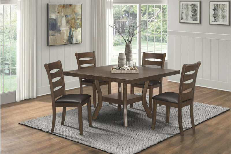 7 Pcs Dining set W/ folding butterfly leaf and an under-table shelf - MA-5712-7Pcs