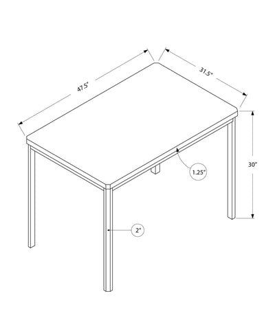 Dining Table - 32"X 48" / White / Chrome Metal - I 1041