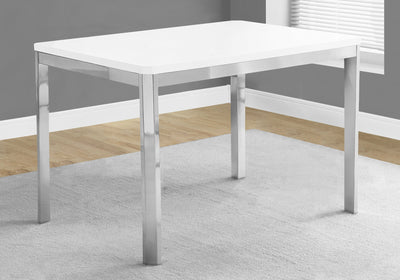 Dining Table - 32"X 48" / White / Chrome Metal - I 1041