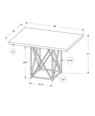 Dining Table - 36"X 48" / Grey / Chrome Metal - I 1059