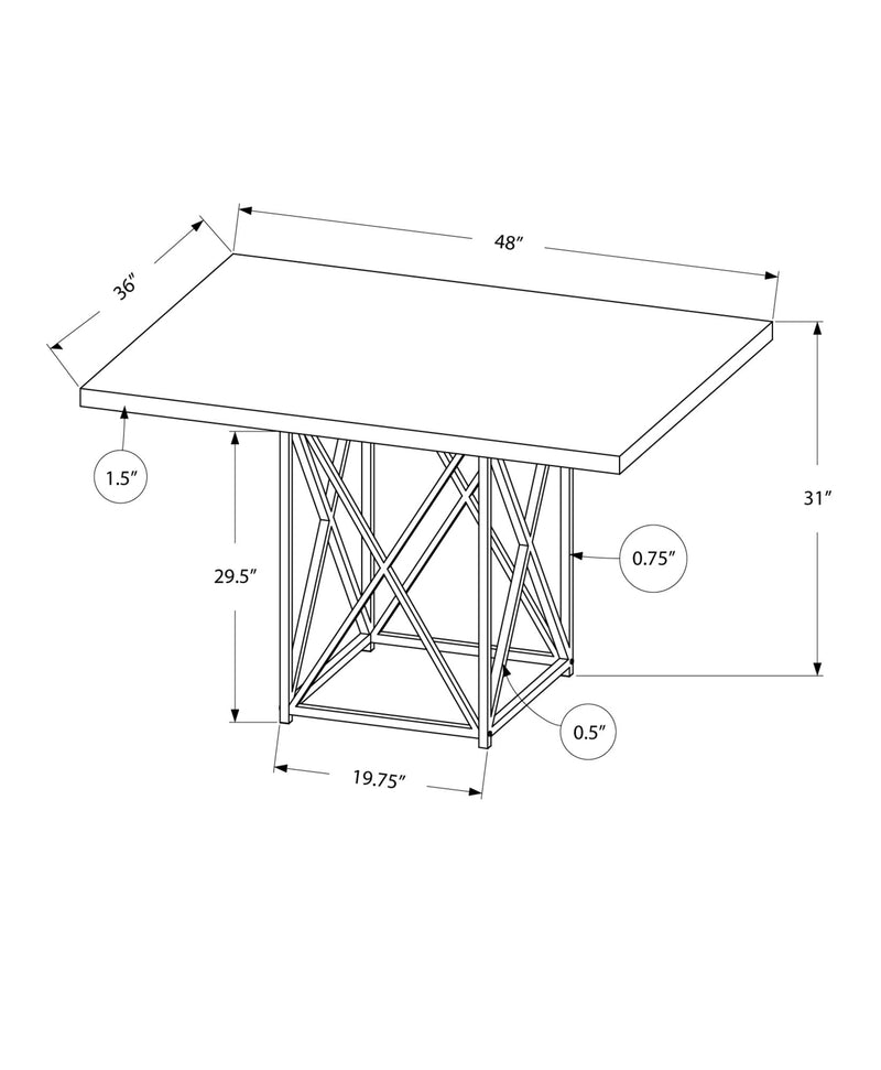 Dining Table - 36"X 48" / Grey / Chrome Metal - I 1059