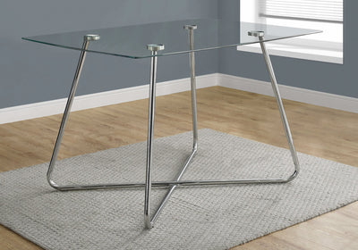 Dining Table - 36"X 48" / Chrome With 8Mm Tempered Glass - I 1069
