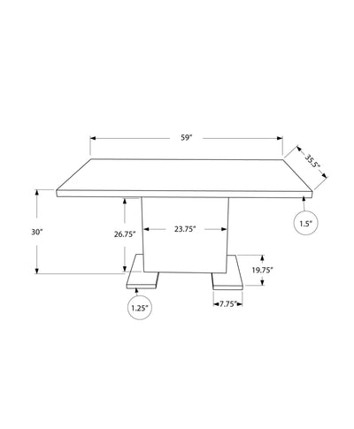 Dining Table - 35"X 60" / High Glossy White - I 1090