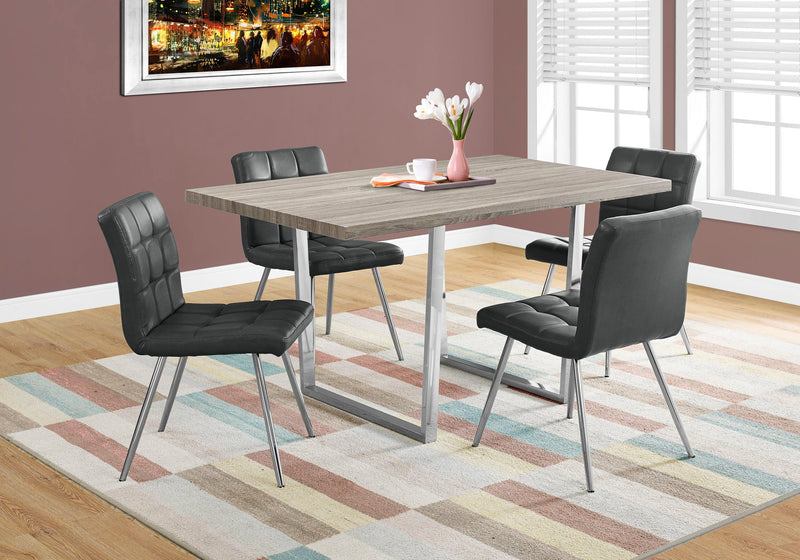 Dining Table - 36"X 60" / Dark Taupe / Chrome Metal - I 1121