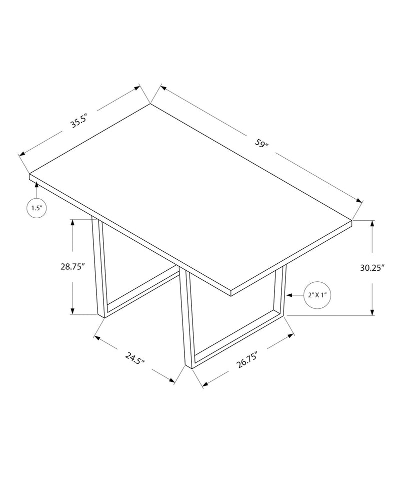 Dining Table - 36"X 60" / Dark Taupe / Chrome Metal - I 1121