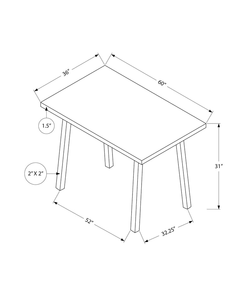 Dining Table - 36"X 60" / Grey / Black Metal - I 1136