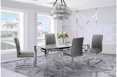 Porfirio Dining Set with Shirelle Chair in Grey Leather - MA-3645-59DR5 + MA-6826S-GY