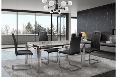 Porfirio Dining Set with Zane Chair in Black Leather - MA-3645-59DR5 + MA-738S4-BK