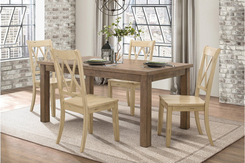 Janina Collection 5 Piece Dining Set with Buttermilk Chairs - MA-5516-66DR5 + MA-5516BTR