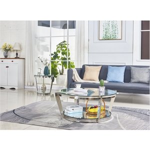 Round glass coffee and end table