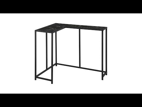 Accent Table - 36"L / Black Marble / Black Corner Console