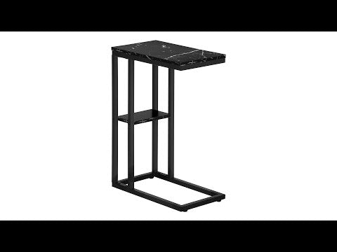 Accent Table - 25"H / Black Marble / Black Metal