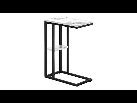 Accent Table - 25"H / White Marble / Black Metal