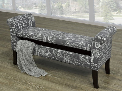 Sleek and Simple Storage Bench in Grey French Fabric - IF-668-GF