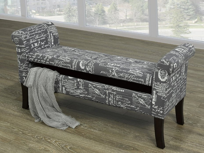 Sleek and Simple Storage Bench in Grey French Fabric - IF-668-GF