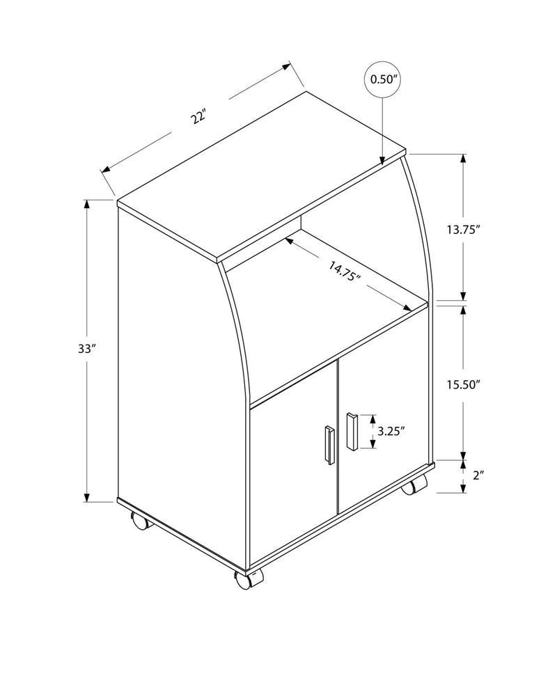 Kitchen Cart - 33"H / White On Castors - I 3139