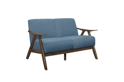 Retro-inspired Modern Living Set in Walnut Finish and Blue Fabric - MA-1138BUSLC