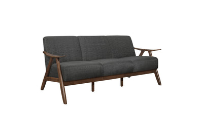 Retro-inspired Modern Living Set in Walnut Finish and Dark Grey Fabric - MA-1138DGSLC