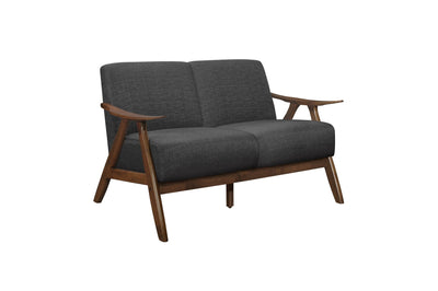 Retro-inspired Modern Living Set in Walnut Finish and Dark Grey Fabric - MA-1138DGSLC