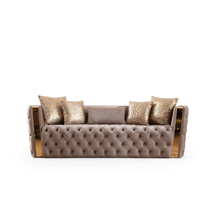 Naomi Taupe Velvet Sofa - ME-7325T-S