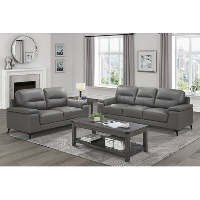 Grey leather loveseat sofa set