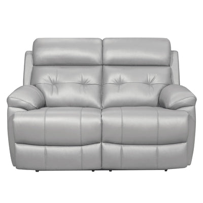 Lambent Light Gray Genuine Leather Reclining Love Seat - MA-9529SVE-2