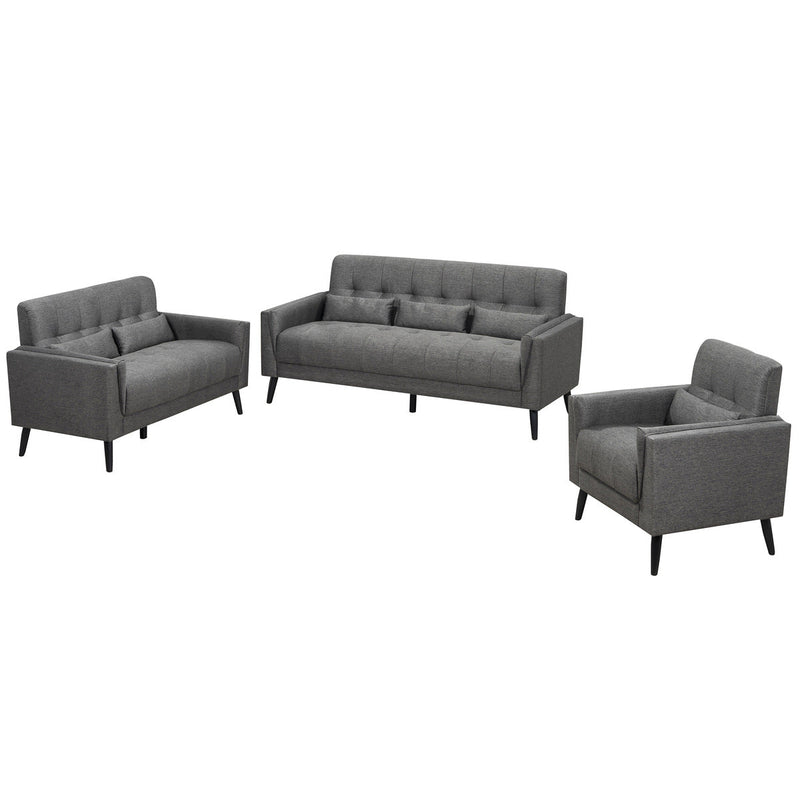 Madeline Grey Loveseat with 2 Lumbar Pillows - MA-99914GRY-2