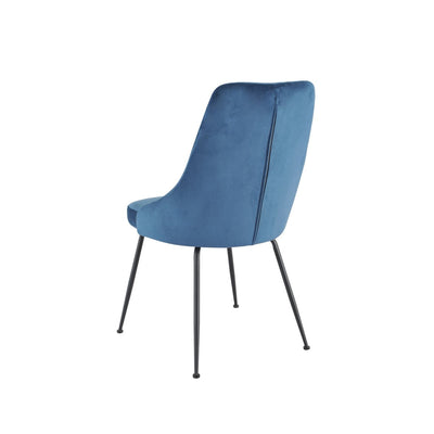 Plumeria Blue Velvet Chair with Black Legs - MA-1321B-BUS