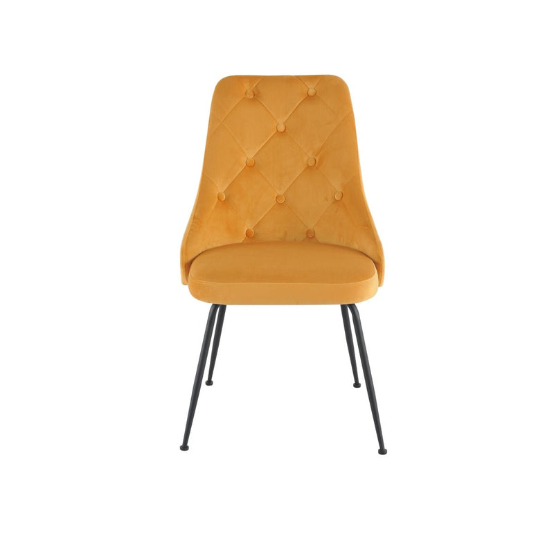 Plumeria Yellow Velvet Chair with Black Legs - MA-1321B-YMS